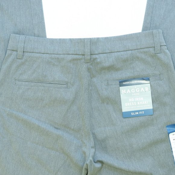 Haggar Mens Pants Luxury Comfort Premium Stretch Slim Fit Dress Pants - Picture 4 of 7